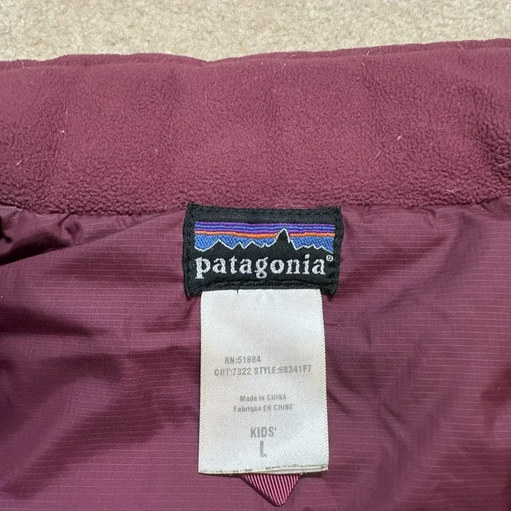 Vtg Patagonia Puffer Vest‎ Kids Large L Salmon Insulated Zip Pocket Outdoor